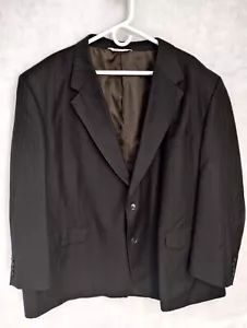 Versini Blazer Black Pin Stripped Blue 100% Wool 2 Button Sport Suit Jacket 54R - Picture 1 of 12