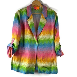 Chaqueta Blazer Vilagallo Mujer Paulina Seda Talla 44 Arco Iris Manga con Pestaña Enrollable - Imagen 1 de 12
