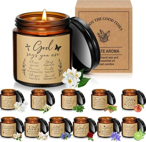 12 Jars Christian Religious Scented Candle 3.5Oz Catholic Bible Verses Candle fo - Picture 1 of 6