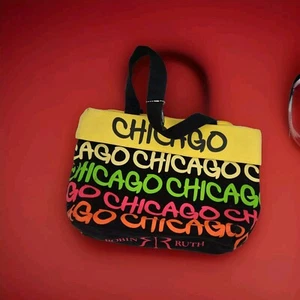 Robin Ruth Black Neon Chicago Crossbody Tote Yellow Green Pink Orange - Picture 1 of 5