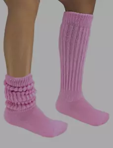 6 Slouch Socks Pink Scrunchie Hooters Uniform Long Soccer running walking hiking - Picture 1 of 11
