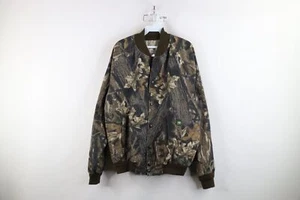 Vintage 80s 90s Mossy Oak Camouflage Mens Large Faded Button Bomber Jacket USA - Picture 1 of 11