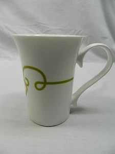 WHITE 2014 STARBUCKS FLARE RIM COFFEE MUG CUP YELLOW GREEN DIAMOND DESIGN 11OZ - Imagen 1 de 6