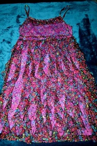 Girls size 12 Justice fancy sheer lined dress sequin trim Purple green blue - Picture 1 of 2