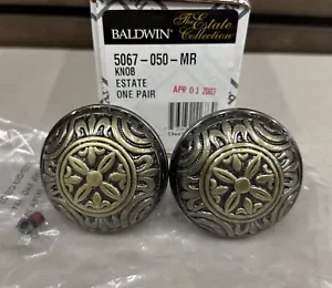 Baldwin Estate 5067 Pair Brass Knob in 050 Satin Brass & Black 5067-050-MR - New - Picture 1 of 13