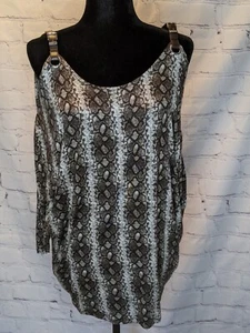 Michael Kors Cold Shoulder Brown Leather Buckle Strap Blouse Top 1X NWT - Picture 1 of 12