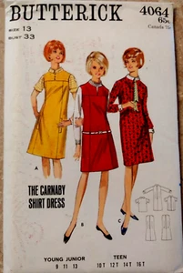 Vtg 1970's Butterick #4064 Dress or Jumper and Blouse Yoke Front Sz 13 Bust 33 - Picture 1 of 7