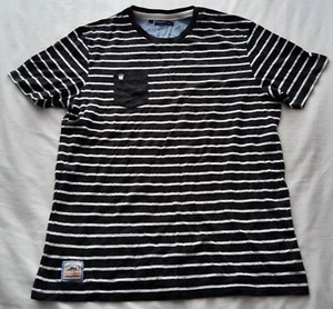 Men's Brave Soul T-Shirt, Dark Grey/White, Striped, Size Large, Used - Picture 1 of 6