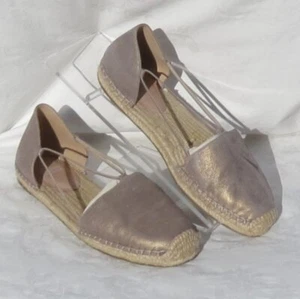 $135 EILEEN FISHER US 10 Metallic Suede Leather Espadrille Shoes Flats LEE EUC - Bild 1 von 6