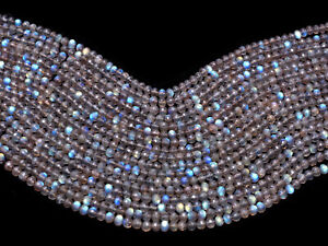 Natural Labradorite Blue Fire Gemstone 4mm-5mm Round Faceted Beads 13inch Strand