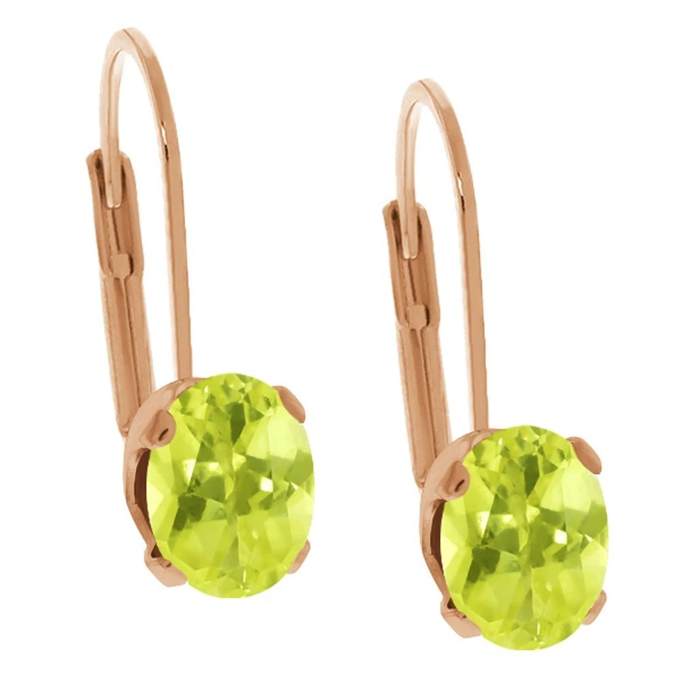 Позолоченные серьги с 4 зубцами овальный желтый лимонный кварц 2,70 карата 8x6 мм - Изображение 1 из 1