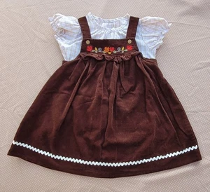 Goodlad Größe 24 Mos. Herbst Blätter Stickerei-braun Cord Pullover Kleid & Bluse - Bild 1 von 11