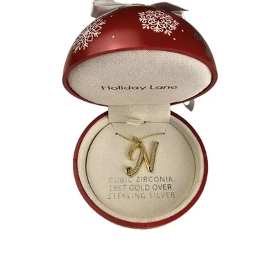 Collar colgante inicial Holiday Lane circonita cúbica 18KT 'N' en plata de ley Foto 1 de 4