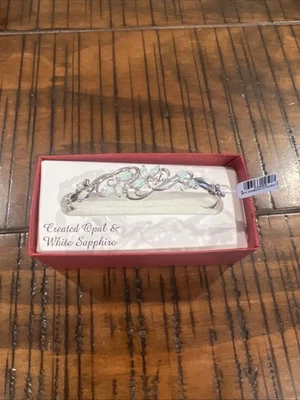 Brazalete Brazalete Genuino Plata 925 Creado Ópalo Y Zafiro Blanco Halo KOHLS  Foto 1 de 4