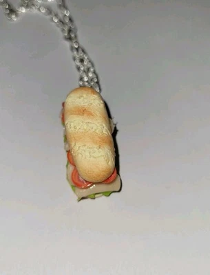 Ожерелье с сэндвичем из индейки серебро помидор салат сэндвич подвеска - Изображение 1 из 4