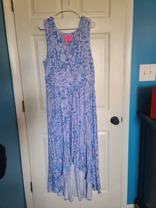 NWT Lilly Pulitzer Moana Maxi Dress Sz XL Boca Blue Sea What I Sea #010161 Hi-lo - Picture 1 of 8