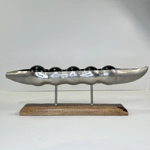 Metal And Wood Peas in Peapod Artistic Centerpiece Decor - Picture 1 of 10