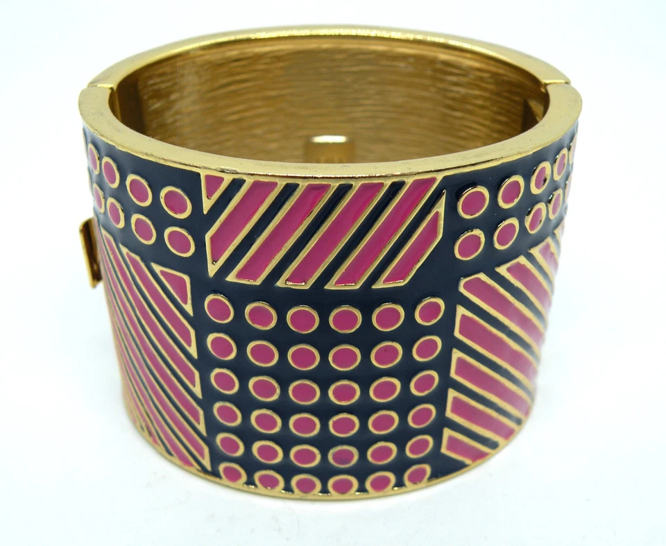 Bracelete de declaração esmaltado ouro rosa azul marinho Banana Republic - Imagem 1 de 4