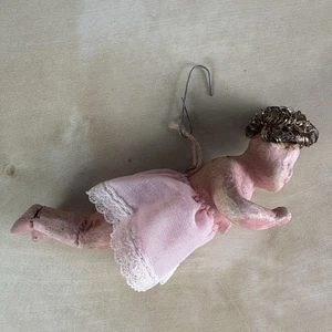 Vintage wax angel Christmas ornament cherub cupid * Wire hair * Notes - Picture 1 of 15