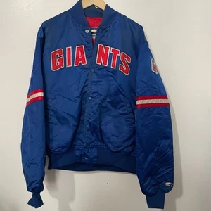 VINTAGE New York Giants Jacket Mens Medium Blue NFL Football Starter Satin 90s - Picture 1 of 5