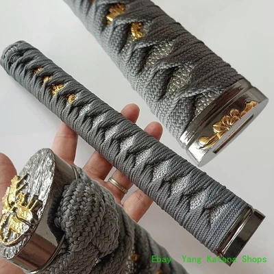 Tsuka de madera con mango de katana gris para espadas samurai japonesas personalizables #162 Foto 1 de 4