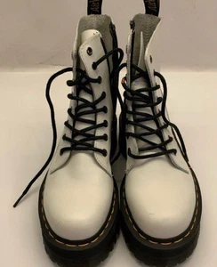Dr Martens Jadon Platform White Leather Combat Boots Side Zip UK 5 US Size 7 EUC - Imagen 1 de 8