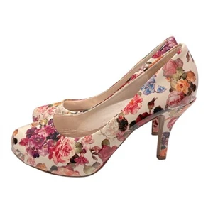Madden Girl Cream and Pink Floral Heels Preppy Cottagecore Women’s Size 6.5 - Bild 1 von 4