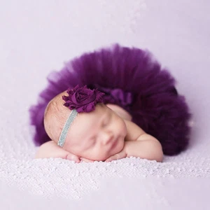 BRAND New NEWBORN BABY GIRL Purple TUTU & Flower HEADBAND SET Photography Prop - Imagen 1 de 7