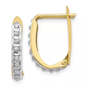 Pendientes de aro con bisagras fascinación de diamantes de oro amarillo de 10 k 0,8 g de regalo para madre - Imagen 1 de 3