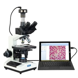 OMAX 40X-2000X Phase Contrast LED Trinocular Biological Microscope+9MP Camera - Picture 1 of 8