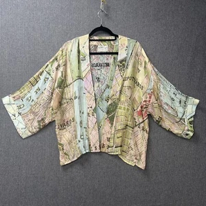 One Hundred Stars Short Kimono One Size Cardigan Budapest Map Top Jacket - Picture 1 of 20