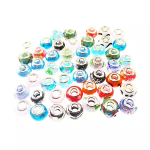 100pcs Bulk Lampwork Murano Glass European Bead Bracelet Necklace Making 9-14mm - Picture 1 of 6