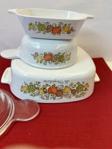 3Vintage Corning Ware Spice Of Life Casserole Dishes A-2-B & F- 41- B & P-150-B - Picture 1 of 4