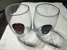 Set Of 2 Day of the Dead Stemless Pink  Sugar Skull Glass Wine Glasses