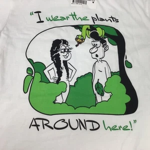 Bibel Humor T-Shirt weiß Grafik Kunst Garten Eden Adam Eva XL Papa Geschenk lustig - Bild 1 von 5