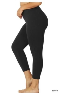 NWT Women Plus Size Black Capri Leggings Sizes 1X 2X 3X Fall Yoga Exercise - Picture 1 of 1
