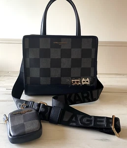 Karl Lagerfeld Paris Womens Purse Crossover Bag Indigo Logo NWT Quiet Luxury - Picture 1 of 15