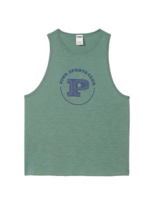 Victoria's Secret PINK Cotton Cropped Racerback Tank Top Green (Size: SMALL) - Picture 1 of 3