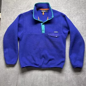 Patagonia 90s USA Snap T 25530 Mens Small Blue Purple Fleece USA Made Old Vtg - Picture 1 of 9