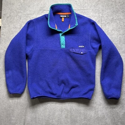 Patagonia 90s USA Snap T 25530 Mens Small Blue Purple Fleece USA Made Old Vtg - Image 1 of 4