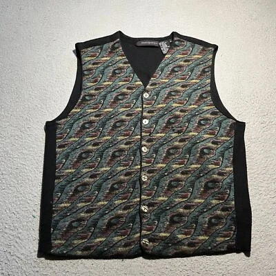 De Colección Jhane Barnes Suéter Chaleco Para Hombres Pequeño Lana Abuelo Cárdigan Abstracto Colorido Foto 1 de 4