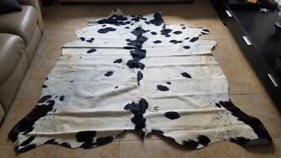 Nuevo cuero de vaca sudamericano mancha blanca y negra 100 % grande 6,5' X 7' envío gratuito Foto 1 de 4