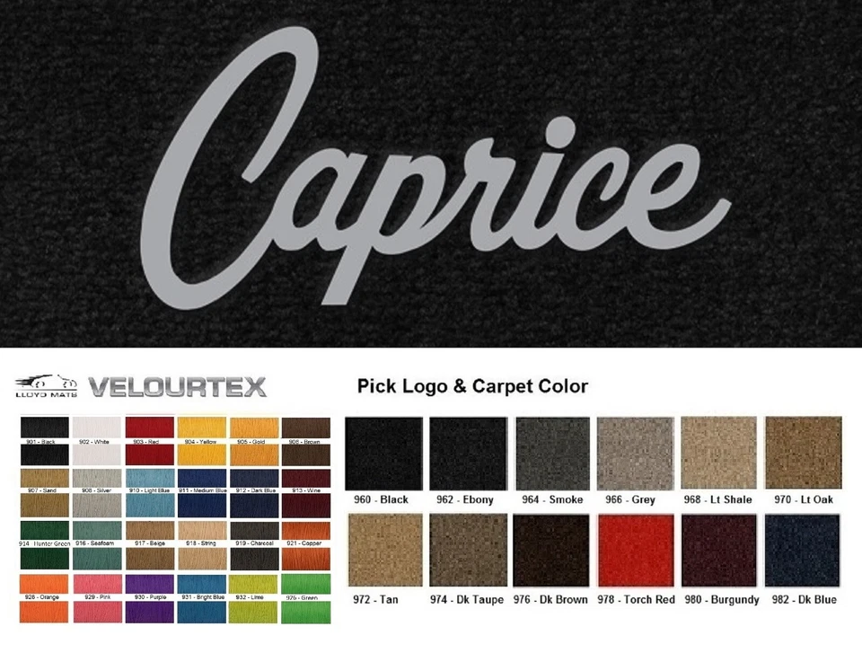 Alfombrillas Lloyd Mats Velourtex Chevrolet Caprice bordadas personalizadas (1966-1990) Foto 1 de 4