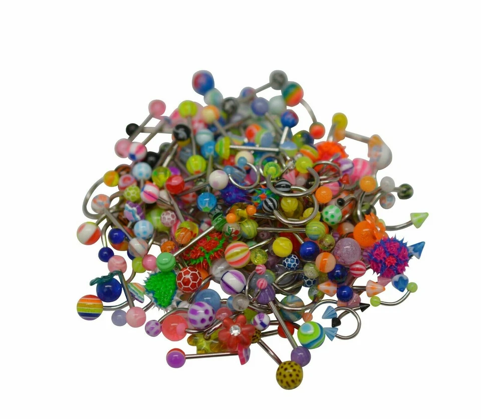 200 PCS MegaPack Piercing Barbells Acrylic & Surgical Steel 14g & 16g Randomly - Image 1 of 1