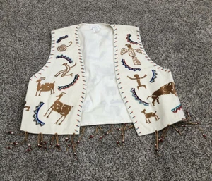 Rafia Studio Womens Medium Vest Embroidered Beaded Multicolor Native American K7 - Picture 1 of 7