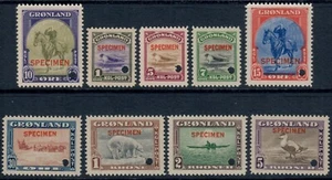 GROENLANDIA. #10-18. 1945. Edición americana. ESPECIMEN. Juego de 9. VF MNH (PK2243) - Imagen 1 de 2