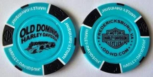 OLD DOMINION HARLEY-DAVIDSON Fredericksburg VA Signature Lt Blue/Blk Poker Chip - Picture 1 of 3