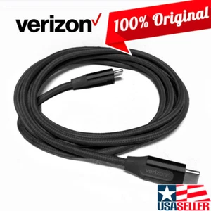 Verizon Logo 6FT Braided Black USB-C Charge Data Cable for Galaxy iPhone iPad - Picture 1 of 9