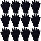 12 Pairs Winter Gloves Knit Warm Gloves Bulk Adult Stretchy Magic Gloves For ...