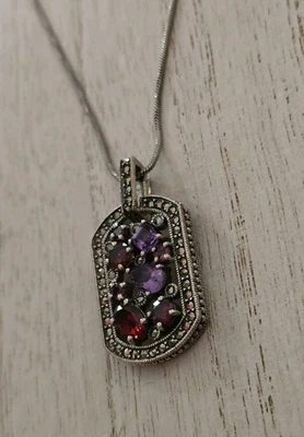 Collar colgante Ross Simons plata de ley multi racimo de piedras preciosas cna Foto 1 de 4